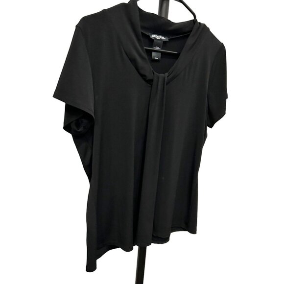 Notations Petite Flutter Sleeve Black Knot Front Blouse Sz LP - Picture 3 of 8